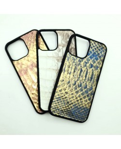 Coque Iphone 13 pro max racing python rose clair et doré