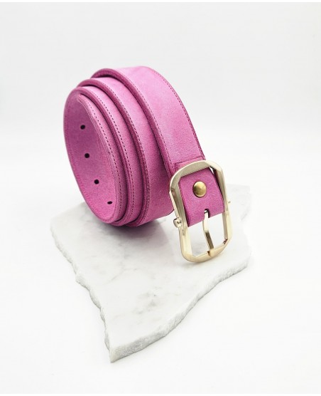 ceinture veau rose cuir gras 30mm